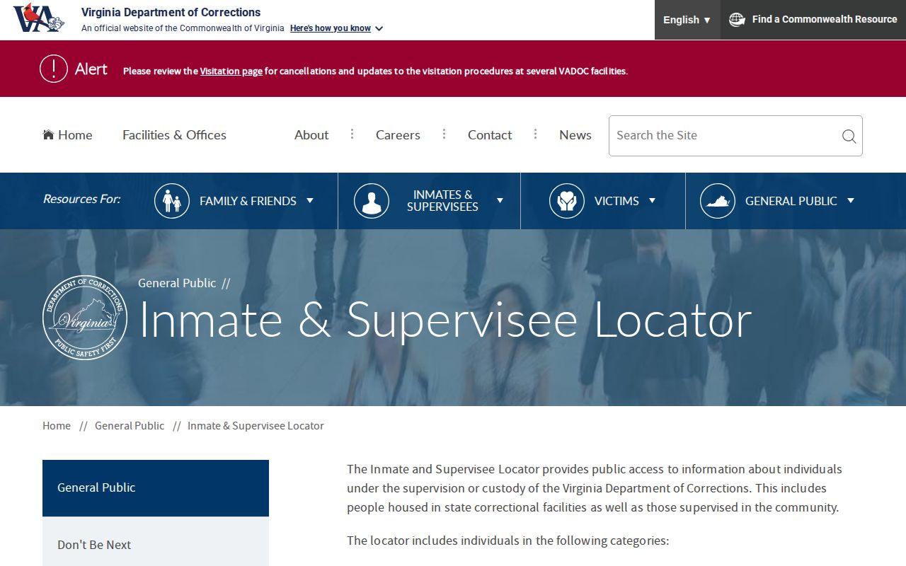 Virginia Department of Corrections locator for King William state custody record lookup