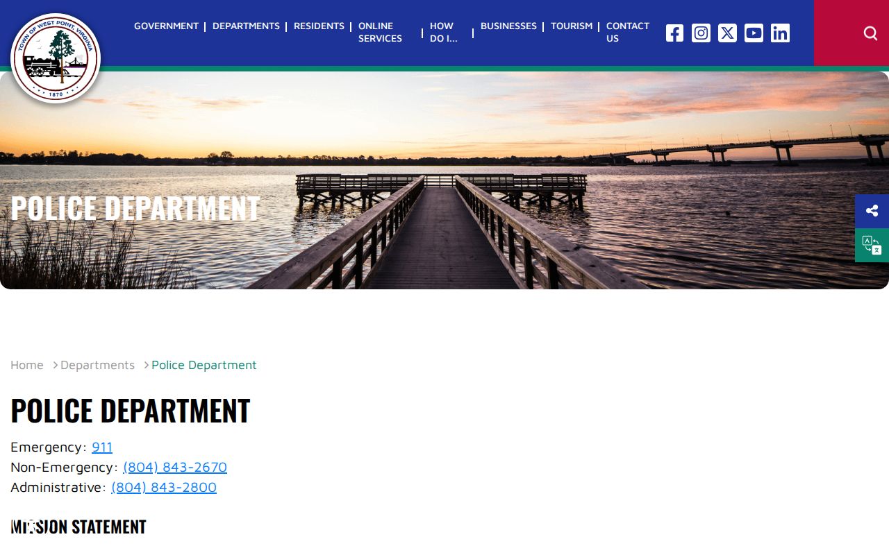 West Point, King William County police activity-report source for municipal arrest-record context